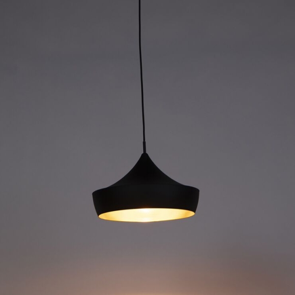 Scandinavische hanglamp zwart met goud - depeche-paul