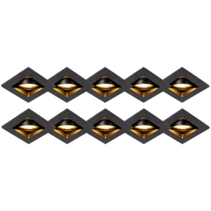 Set van 10 inbouwspots zwart verstelbaar - Qure