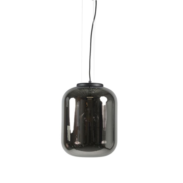 Set van 2 design hanglampen zwart met smoke glas - bliss