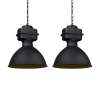 Set van 2 industriële hanglampen klein mat zwart - sicko