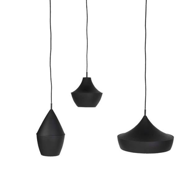 Set van 3 scandinavische hanglampen zwart met goud - depeche