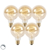 Set van 5 E27 dimbare LED lampen spiraal G95 goud 4W 270 lm 2100K
