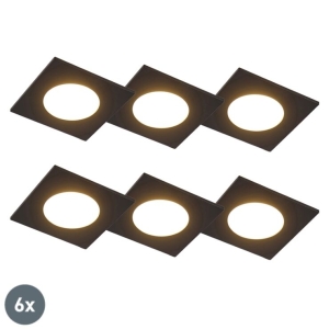 Set van 6 inbouwspots zwart incl. LED 3-staps dimbaar IP65 - Simply