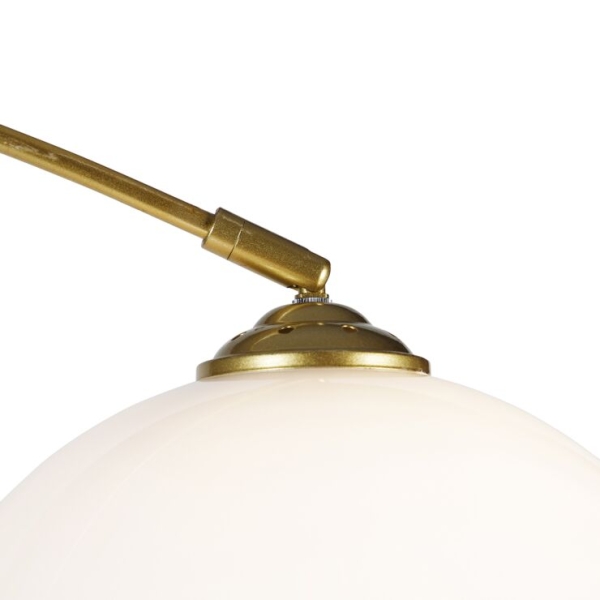 Smart booglamp messing met witte kap incl. Wifi a60 - arc basic