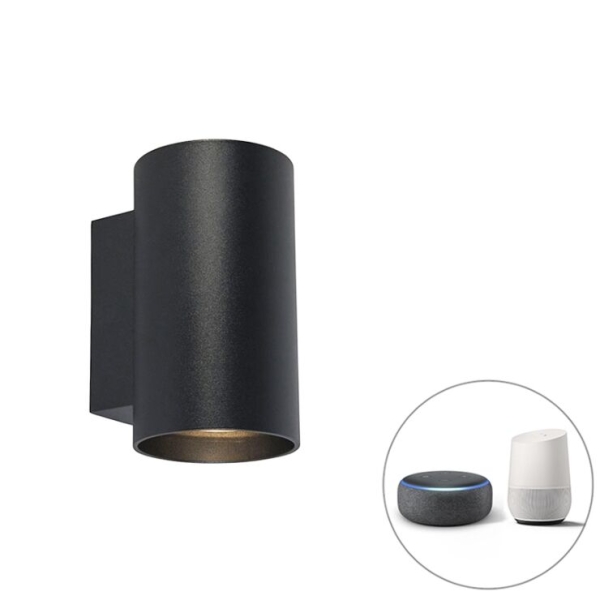Smart design wandlamp zwart incl. 2 wifi gu10 - sandy