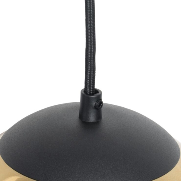 Smart hanglamp zwart met goud glas 20 cm incl. Wifi a60 - pallon