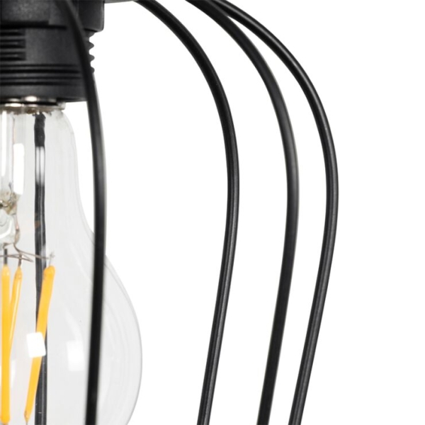 Smart hanglamp zwart met hout incl. 4 wifi a60 - stronk