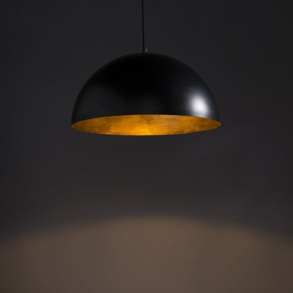 Smart industriële hanglamp zwart met goud 50 cm incl. Wifi g125 - magna eco
