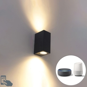 Smart moderne wandlamp zwart IP44 incl. 2 Wifi GU10 - Baleno