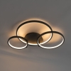 Smart plafondlamp zwart 3-lichts met afstandsbediening - rondas