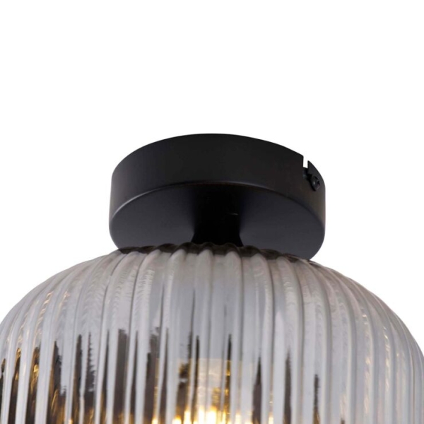 Smart plafondlamp zwart met smoke glas incl. Wifi a60 - karel