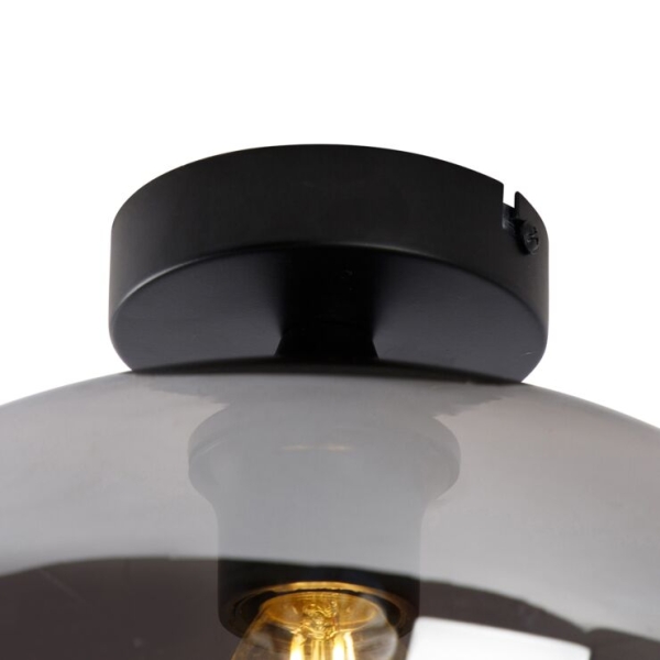 Smart plafondlamp zwart met smoke glas incl. Wifi p45 - busa