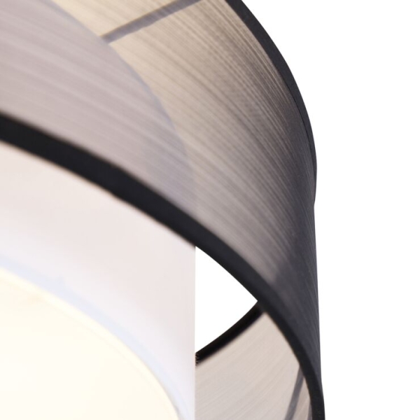 Smart plafondlamp zwart met wit 50 cm incl. 3 wifi a60 - drum duo