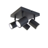 Smart plafondlamp zwart vierkant incl. 4 wifi gu10 - jeana