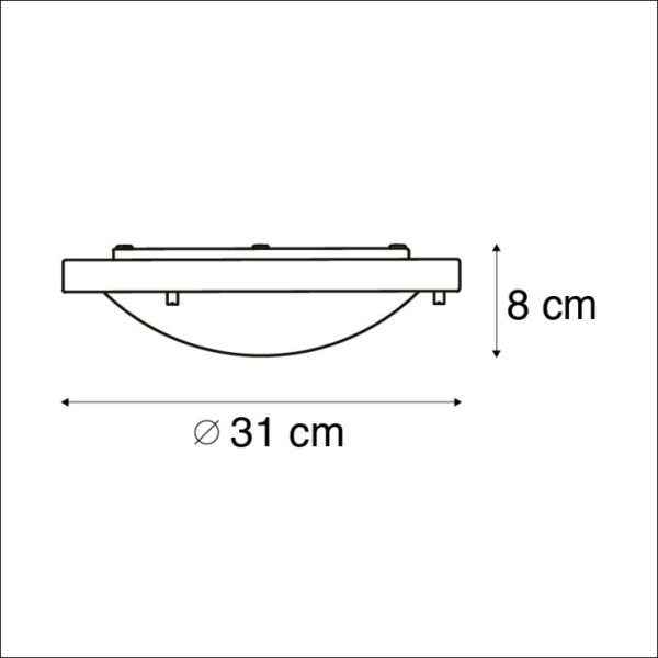 Smart plafonnière zwart 31 cm incl. Wifi a60 ip44 - yuma