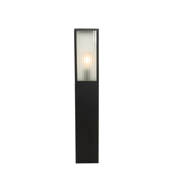 Smart staande buitenlamp zwart met ribbel glas 80 cm incl. Wifi a60 - charlois