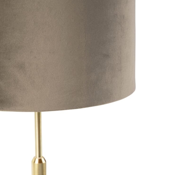 Smart tafellamp goud met velours kap taupe 25 cm incl. Wifi a60 - parte