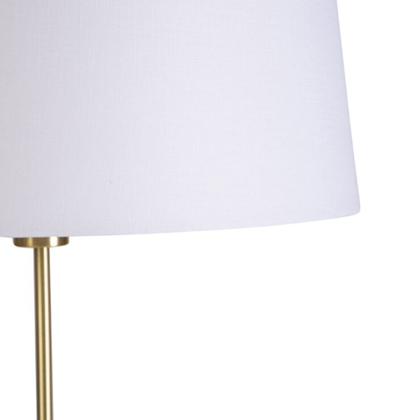 Smart vloerlamp goud met linnen kap wit 45 cm incl. Wifi a60 - parte