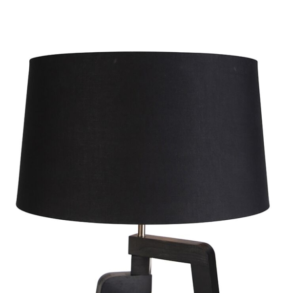 Smart vloerlamp met kap zwart met goud 50 cm incl. Wifi a60 - puros