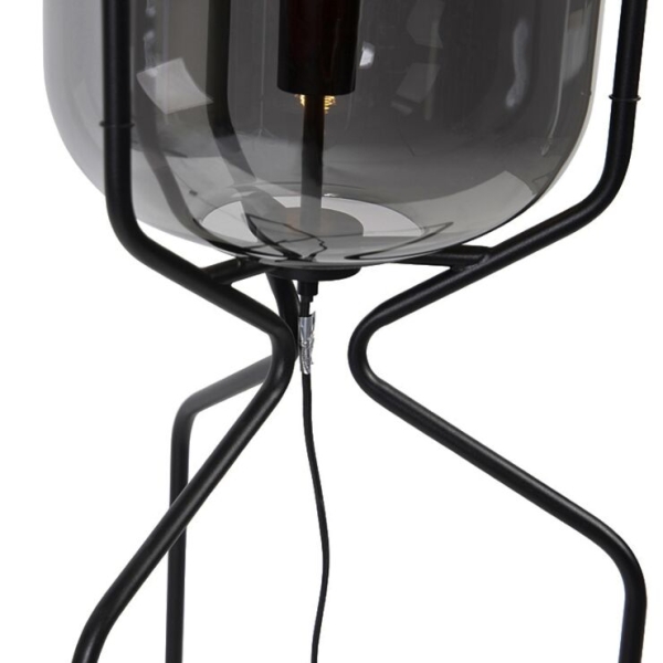 Smart vloerlamp zwart incl. Wifi a60 smoke glas - bliss
