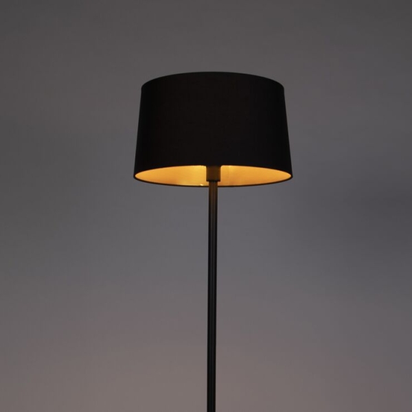Smart vloerlamp zwart met zwarte kap 45 cm incl. Wifi a60 simplo 14