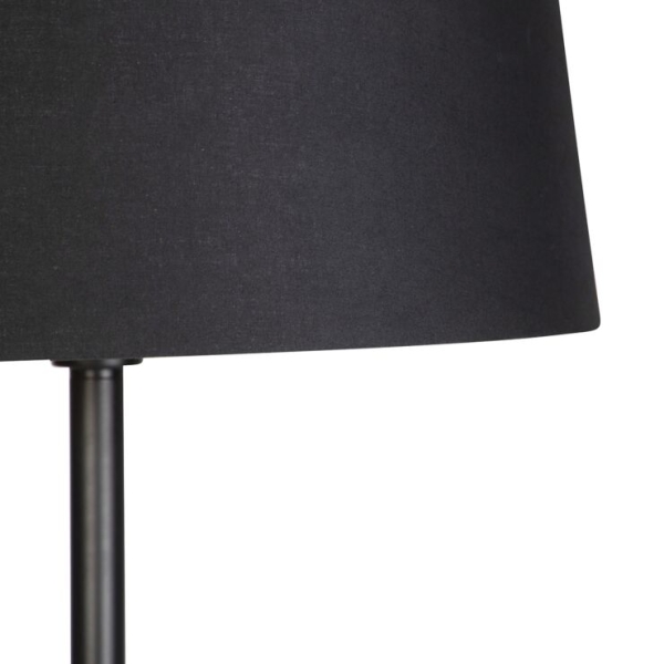 Smart vloerlamp zwart met zwarte kap 45 cm incl. Wifi a60 - simplo