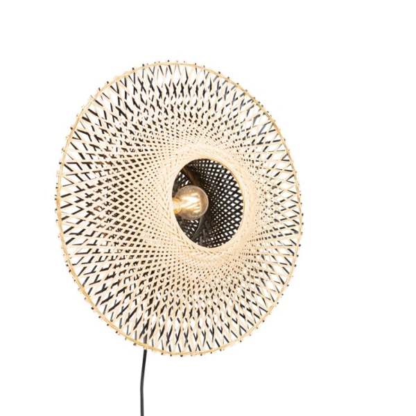 Smart wandlamp bamboe 50 cm met stekker incl. Wifi a60 - rina