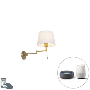 Smart wandlamp brons met witte kap incl. Wifi A60 - Ladas Deluxe