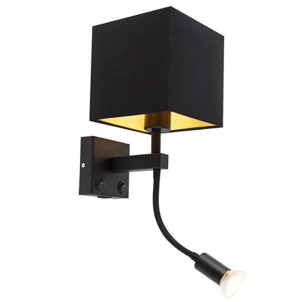 Smart wandlamp zwart met usb incl. Wifi a60 en gu10 - zeno