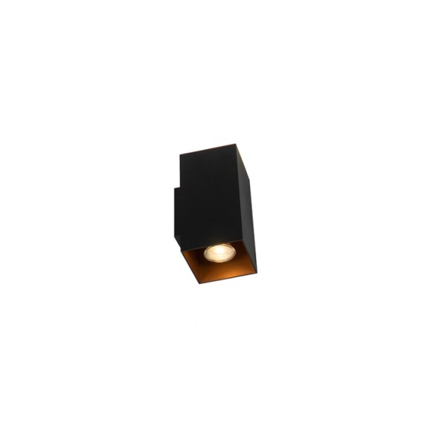 Smart wandlamp zwart met goud vierkant incl. 2 wifi gu10 - sab