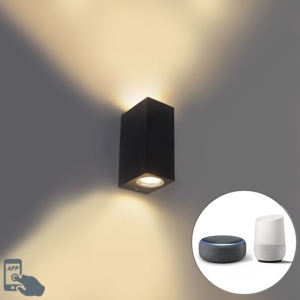 Smart wandlamp zwart van kunststof incl. 2 Wifi GU10 - Baleno