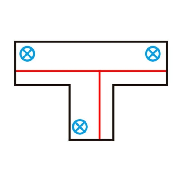 T-koppelstuk voor 3-fase rail rechts b zwart