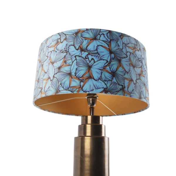 Tafellamp brons met velours vlinder kap 50 cm - bruut