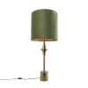 Tafellamp brons velours kap groen 40 cm - Diverso