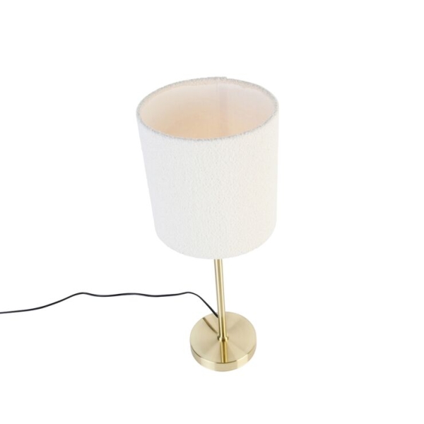 Tafellamp goud verstelbaar met boucle kap wit 20 cm - parte