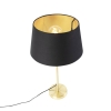 Tafellamp goud/messing met kap zwart met goud 32 cm - parte