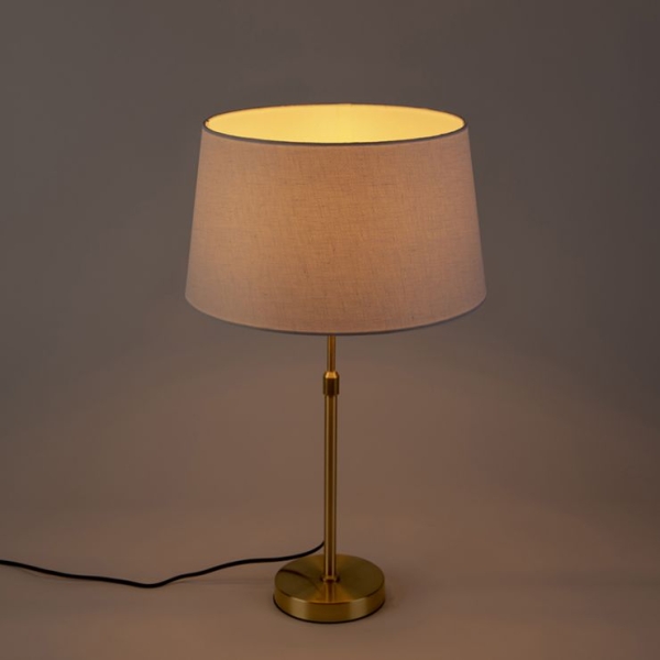 Tafellamp goud/messing met linnen kap wit 35 cm - parte