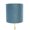 Tafellamp goud/messing met velours kap blauw 25 cm - parte