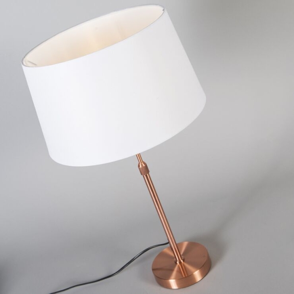 Tafellamp koper met kap wit 35 cm verstelbaar - parte