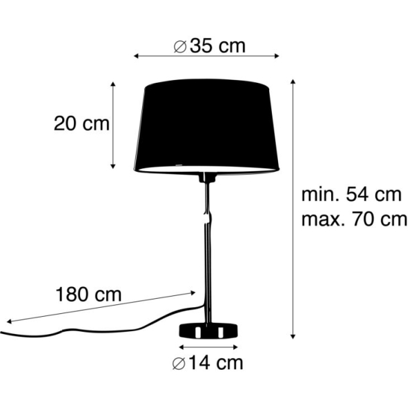 Tafellamp koper met kap zwart 35 cm verstelbaar - parte
