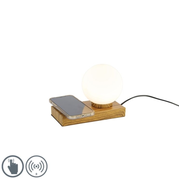 Tafellamp naturel met touch en inductielader - janneke