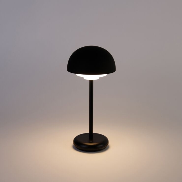 Tafellamp zwart incl. Led oplaadbaar en 3-staps touch dimmer - maureen