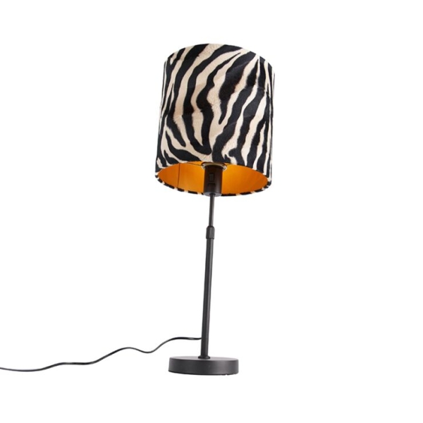Tafellamp zwart kap zebra dessin 25 cm verstelbaar - parte