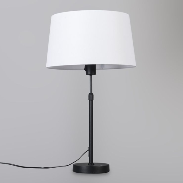 Tafellamp zwart met kap wit 35 cm verstelbaar - parte