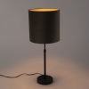 Tafellamp zwart met velours kap taupe met goud 25 cm - parte