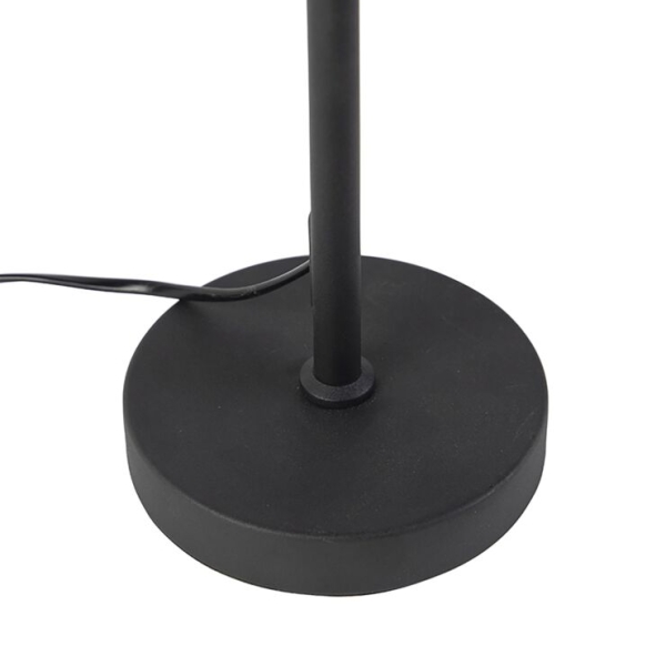 Tafellamp zwart verstelbaar met boucle kap taupe 35 cm - parte