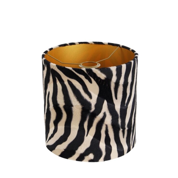 Velours lampenkap zebra dessin 25/25/25 gouden binnenkant