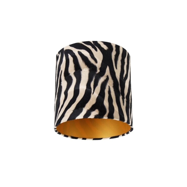 Velours lampenkap zebra dessin 25/25/25 gouden binnenkant