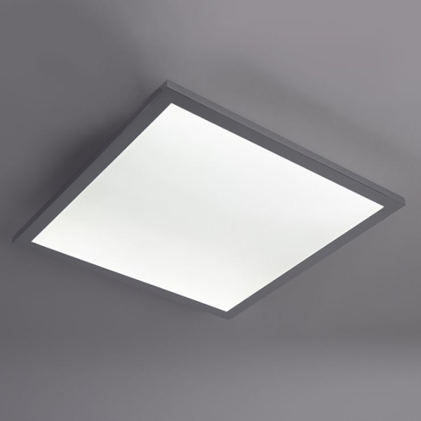 Vierkante plafondlamp chroom 45 cm incl. Led ip44 - flat