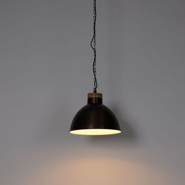 Vintage hanglamp hout met koper koper - pointer